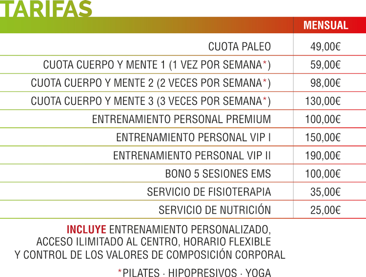 tarifas paleocentergc